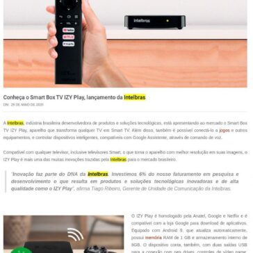 Conheça o Smart Box TV IZY Play, lançamento da Intelbras – Além do Click Tech