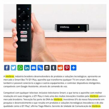 Intelbras lança o Smart Box TV IZY Play, que transforma TVs comuns em Smart – Blog do Moreira
