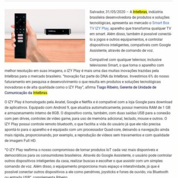 Intelbras apresenta ao mercado o Smart Box TV IZY Play – Ti Bahia
