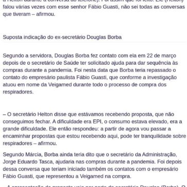 CPI dos respiradores: servidora aponta influência de ex-secretários em compra de R$ 33 milhões – Aconteceu