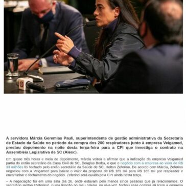 CPI dos respiradores: servidora aponta influência de ex-secretários em compra de R$ 33 milhões – Alô Notícias