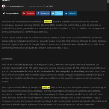 Intelbras inaugura maior usina fotovoltaica em telhado do Sul do Brasil – Blog do Armindo
