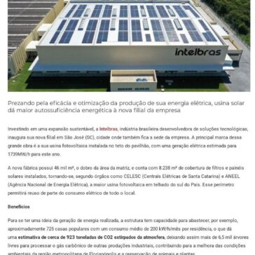 Intelbras inaugura maior usina fotovoltaica em telhado do Sul do Brasil – Digital Security