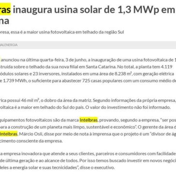 Intelbras inaugura usina solar de 1,3 MWp em Santa Catarina – Canal Energia