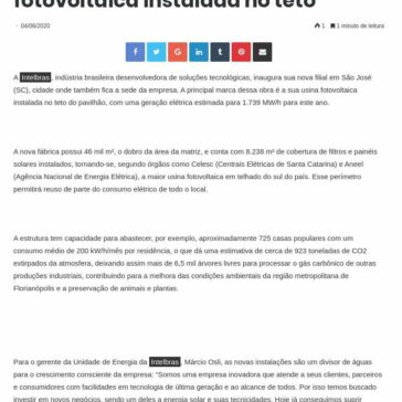 Intelbras inaugura filial com usina fotovoltaica instalada no teto – IPESI