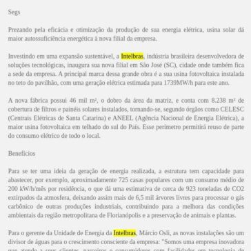 Intelbras inaugura maior usina fotovoltaica em telhado do Sul do Brasil – ABSOLAR