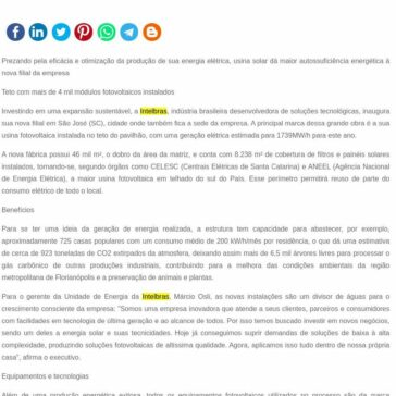 Intelbras inaugura maior usina fotovoltaica em telhado do Sul do Brasil – SEGS