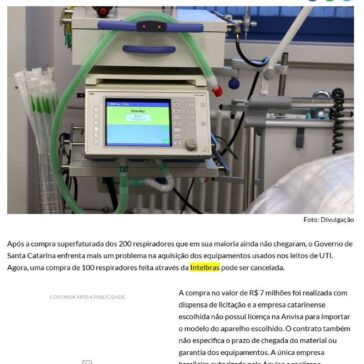 Governo Estadual pode cancelar compra de respiradores feita pela Intelbras – 4oito
