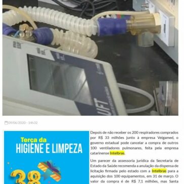 Governo catarinense pode anular compra de mais 100 respiradores vindos da China – Jornal Regional