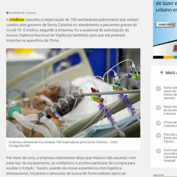 Intelbras cancela negociação de 100 respiradores para Santa Catarina – Nd Online