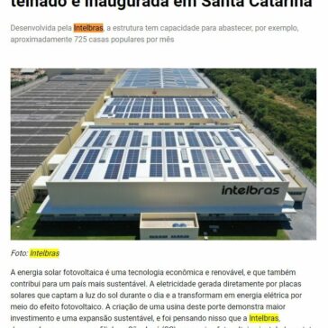Energia Limpa: usina fotovoltaica em telhado é inaugurada em Santa Catarina – Radio Cidade em Dia