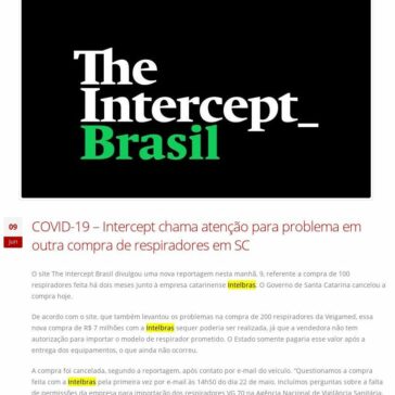 COVID-19 – Intercept chama atenção para problema em outra compra de respiradores em SC – Temperos & Apimentadas
