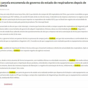 Intelbras cancela encomenda do governo do estado de respiradores depois de nova denúncia – Diarinho Online