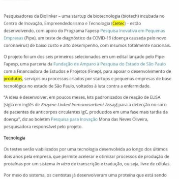 Startup busca desenvolver teste de diagnóstico totalmente nacional – Investe São Paulo