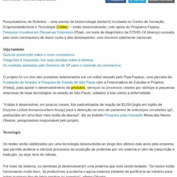 COVID-19: Startup busca desenvolver teste de diagnóstico totalmente nacional – Portal do Governo do Estado de São Paulo