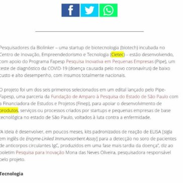 COVID-19: Startup busca desenvolver teste de diagnóstico totalmente nacional – Secretaria da Educação do Estado de São Paulo