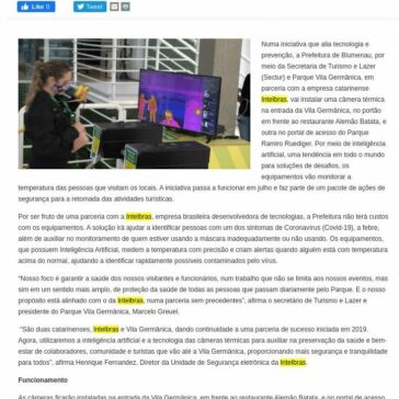 Câmeras térmicas vão medir a temperatura de visitantes do Parque Vila Germânica e Ramiro Ruediger – Prefeitura de Blumenau/SC