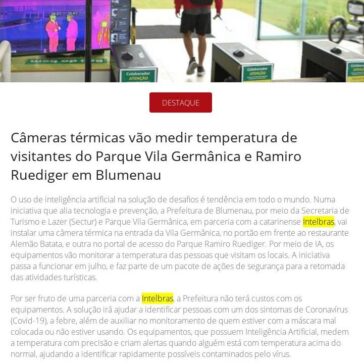 Câmeras térmicas vão medir temperatura de visitantes do Parque Vila Germânica e Ramiro Ruediger em Blumenau – Revista Segurança Eletrônica