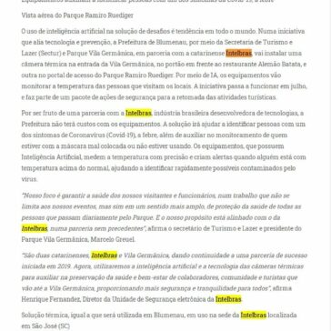 Câmeras térmicas vão medir temperatura de visitantes do Parque Vila Germânica e Ramiro – Turismo por Cristina Lira