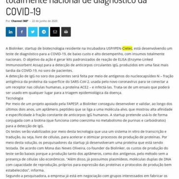 Startup do Cietec desenvolve teste totalmente nacional de diagnóstico da COVID-19 – Channel 360