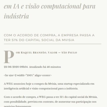 WEG compra startup especializada em IA e visão computacional para indústria – Clipping Midialink