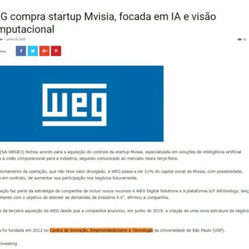 WEG compra startup Mvisia, focada em IA e visão computacional – Dica de Hoje