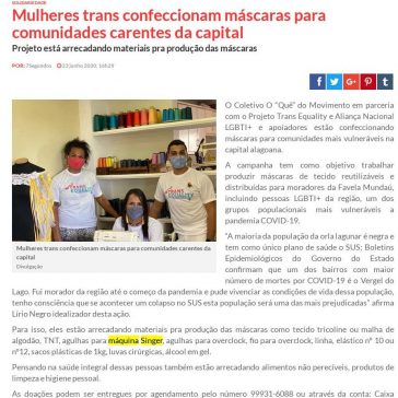 Mulheres trans confeccionam máscaras para comunidades carentes da capital – Sete Segundos