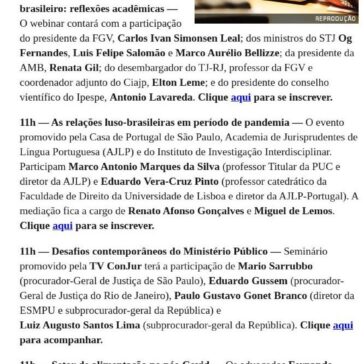 Agenda de webinários: acompanhe debates jurídicos durante a quarentena – Consultor Jurídico