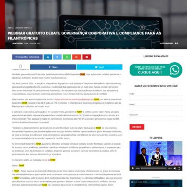 Webinar gratuito debate governança corporativa e compliance para as filantrópicas – Lex Prime