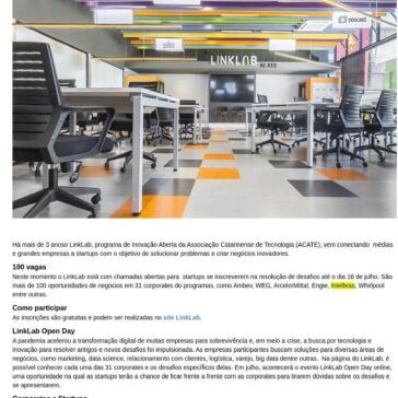 LinkLab da ACATE abre chamada para 100 startups – Acontecendo Aqui