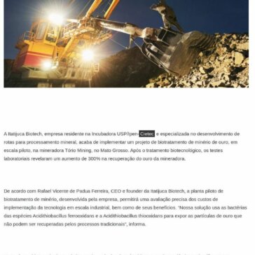 Startup brasileira desenvolve tecnologia que usa bactérias para recuperar ouro na mineração – IPESI