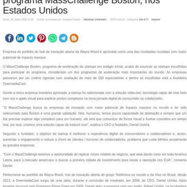 Video.bot da OvermediaCast é a única inovação brasileira selecionada para o programa MassChallenge Boston, nos Estados Unidos – SEGS