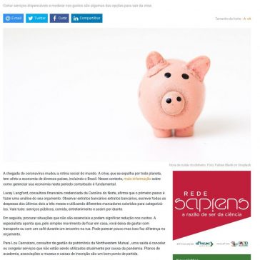 Especialistas dão dicas para guardar dinheiro durante a pandemia – Baguete