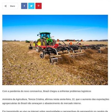 Exportação agropecuária em alta não ameaça abastecimento, diz ministra – Poconé On