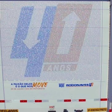 Caminhão com nomes de todos os motoristas da RTE Rodonaves circula pelo país em homenagem à categoria