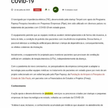 Tecnologia brasileira é usada em vários países no tratamento de pacientes com COVID-19 – Folha da Terra