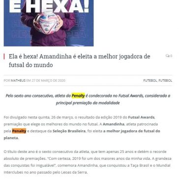 Ela é hexa! Amandinha é eleita a melhor jogadora de futsal do mundo – Templo dos Esportes