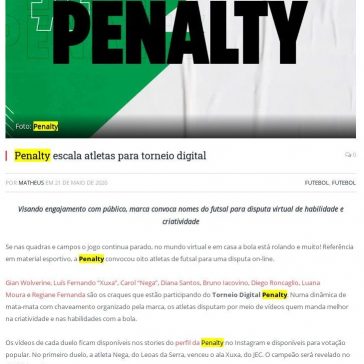Penalty escala atletas para torneio digital – Templo dos Esportes