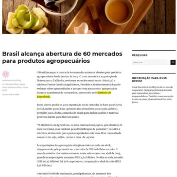 Brasil alcança abertura de 60 mercados para produtos agropecuários – Canal Executivo Blog