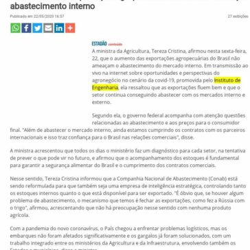 Tereza Cristina: exportação agropecuária em alta não ameaça abastecimento interno – Notícias Agrícolas