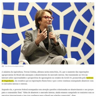 Tereza Cristina: exportação agropecuária em alta não ameaça abastecimento – O Tempo (On-line)