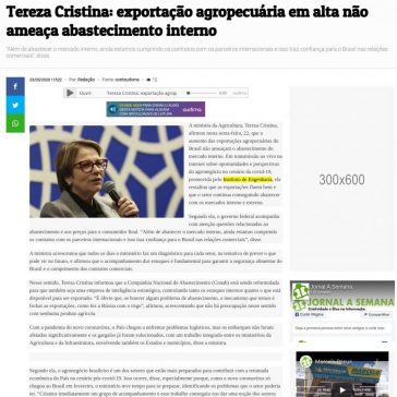 Tereza Cristina: exportação agropecuária em alta não ameaça abastecimento interno – Jornal a Semana