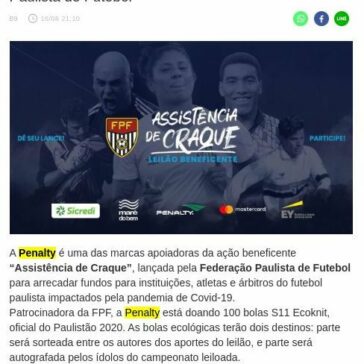Penalty apoia leilão beneficente da Federação Paulista de Futebol – Central de Notícias