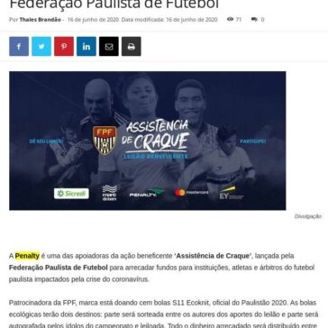 Penalty apoia leilão beneficente da Federação Paulista de Futebol – Cidade Marketing