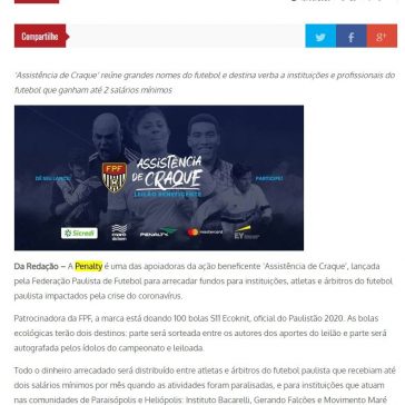 Penalty apoia leilão beneficente da Federação Paulista de Futebol – CliqueABC