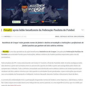 Penalty apoia leilão beneficente da Federação Paulista de Futebol – Templo dos Esportes