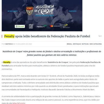 Penalty apoia leilão beneficente da Federação Paulista de Futebol – Templo dos Esportes