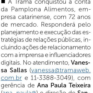 A Trama conquistou a conta da Pamplona … – Jornalistas&Cia