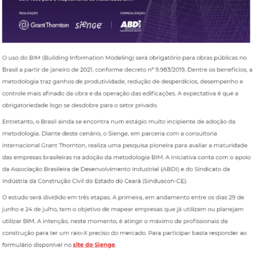 Sienge e Grant Thornton lideram estudo sobre BIM na construção – CBIC