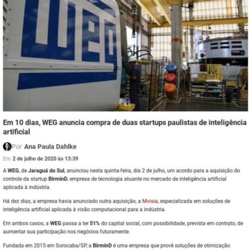 Em 10 dias, WEG anuncia compra de duas startups paulistas de inteligência artificial – Economia SC